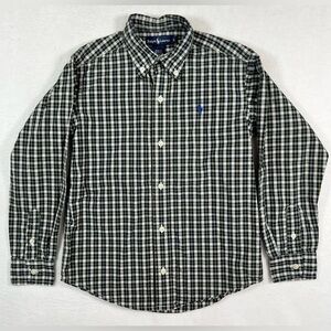 RALPH LAUREN Boys 100% Cotton Green‎ Tartan Plaid Casual Button Down Size 6